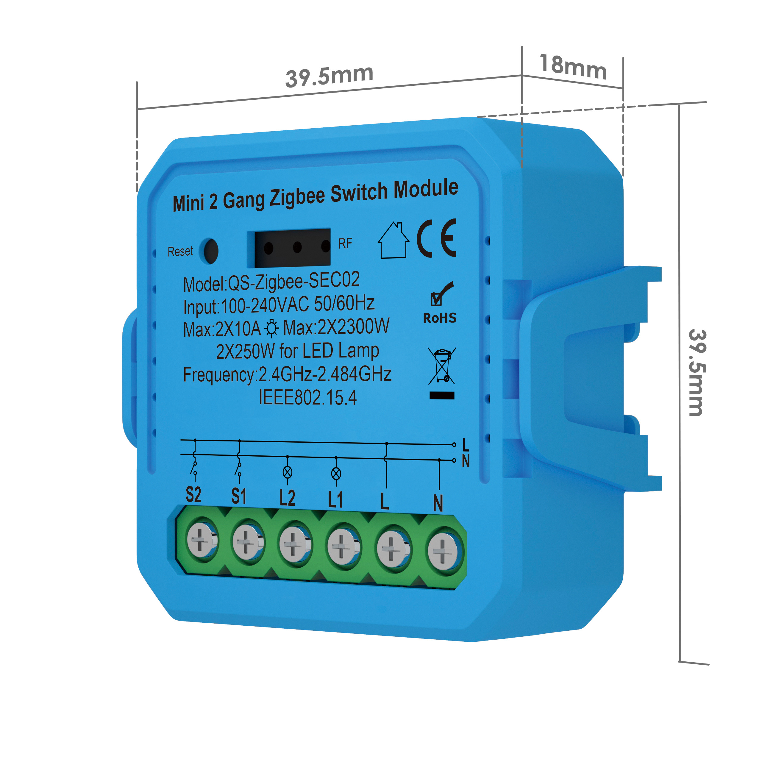 2.4Ghz Wireless Remote Control Switch AC 110V 220V 2CH Relay Receiver Module RF Remote Transmitter