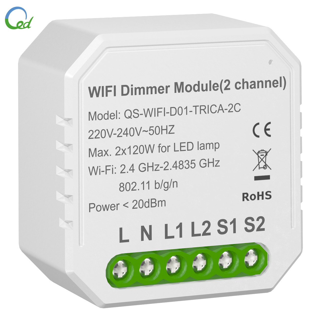 2 gang wifi dimmer switch for triac dimmable LED lamps