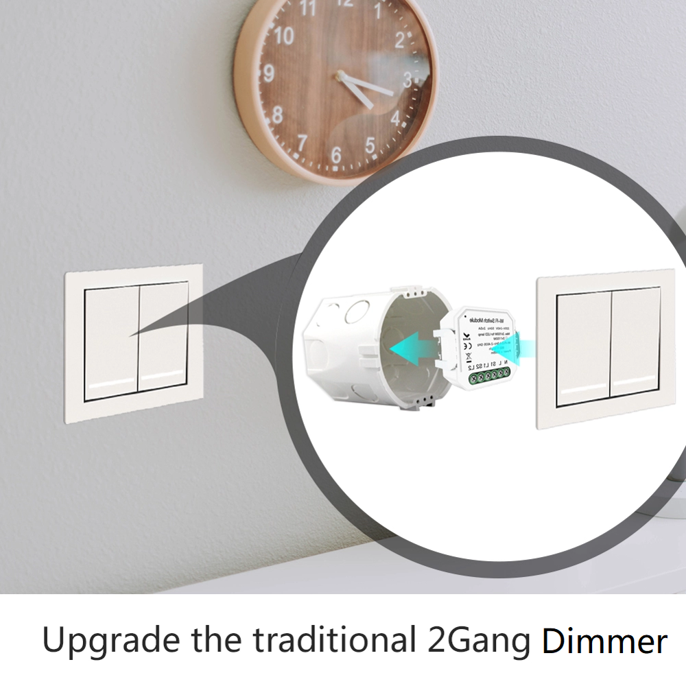 2 gang wifi dimmer switch for triac dimmable LED lamps