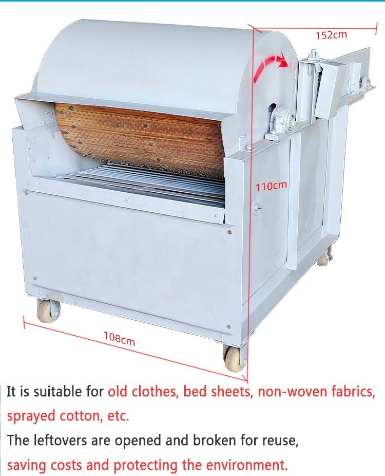 Textile fabric bale opener machine cloth shredder waste polyester wool yarn old cloth cotton recycling fiber opening machine