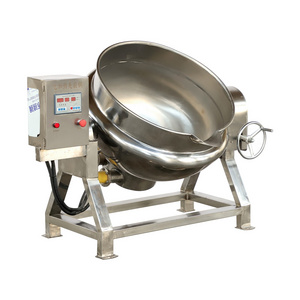 50L 100L 200L 500L electric pots industrial gas pot tilting steam cooking jacketed kettle mixer scraper for tomato sauce price