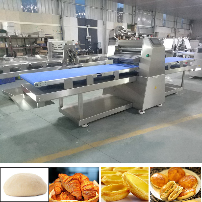 630mm width belt Commercial Bread Baking Equipment Full Automatic pizza dough rolling machine Croissant Dough Sheeter