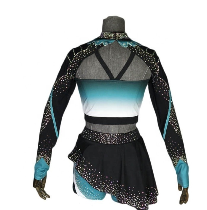 Dye Sublimation 2 Piece Long Sleeved Cheerleading Uniforms