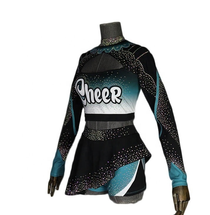 Dye Sublimation 2 Piece Long Sleeved Cheerleading Uniforms