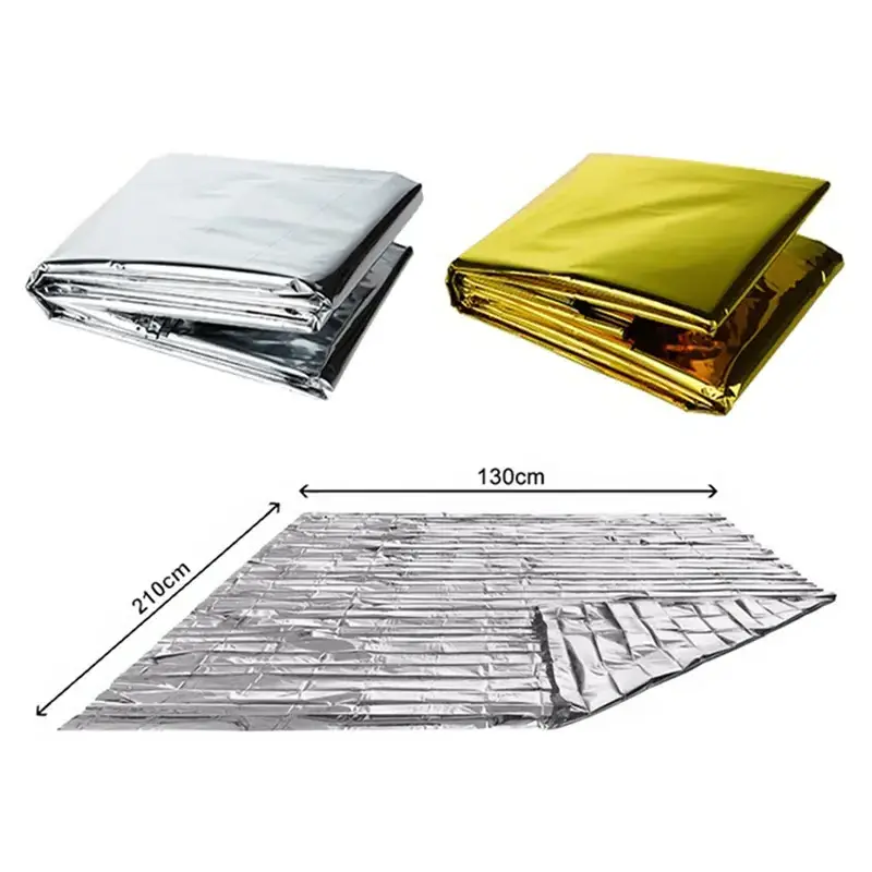 factory direct aluminized PE mylar emergency blanket for outdoors survival camping and first-aid or emergency kit