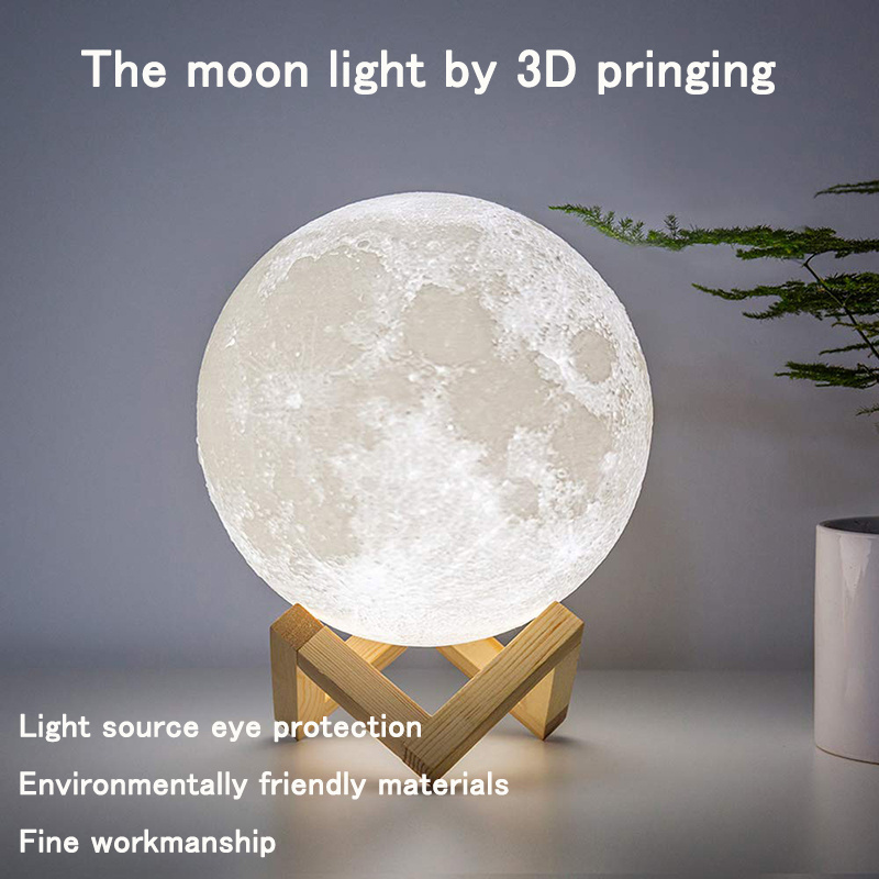 2024 LED Night Light 3D Print Moon Lamp Rechargeable Color Change 3D Touch Moon Lamp for Home Bedroom Decoration Birthday Gift