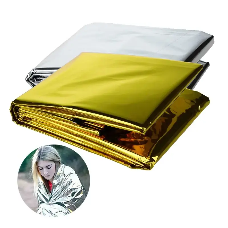 factory direct aluminized PE mylar emergency blanket for outdoors survival camping and first-aid or emergency kit