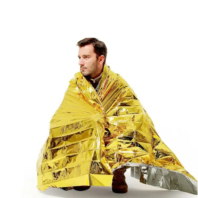 factory direct aluminized PE mylar emergency blanket for outdoors survival camping and first-aid or emergency kit