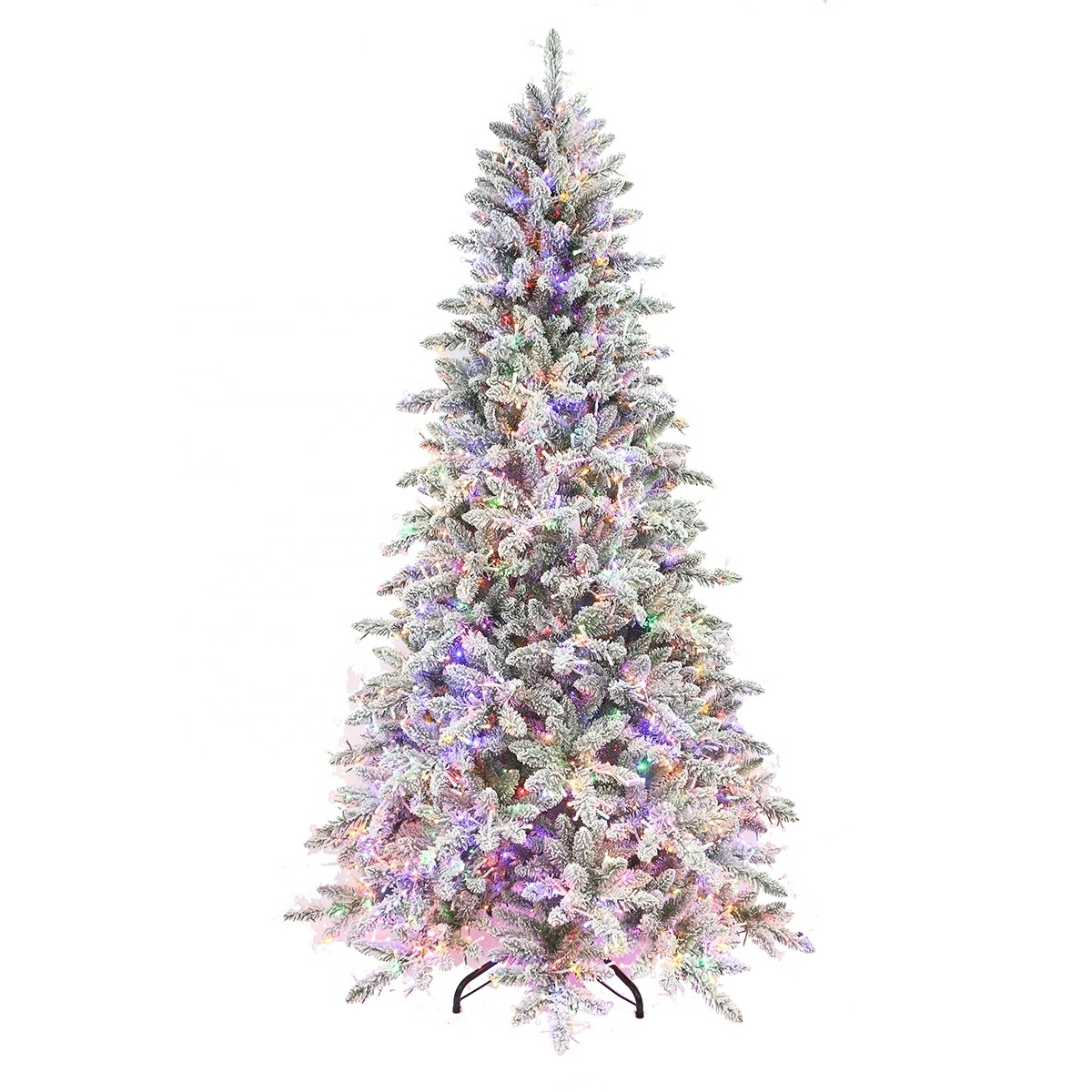 Manufacturer LED Light Modern Artificial Wholesale PVC PE Pre-lit Flocked Big Snow White 6ft 7ft 8ft Christmas Tree