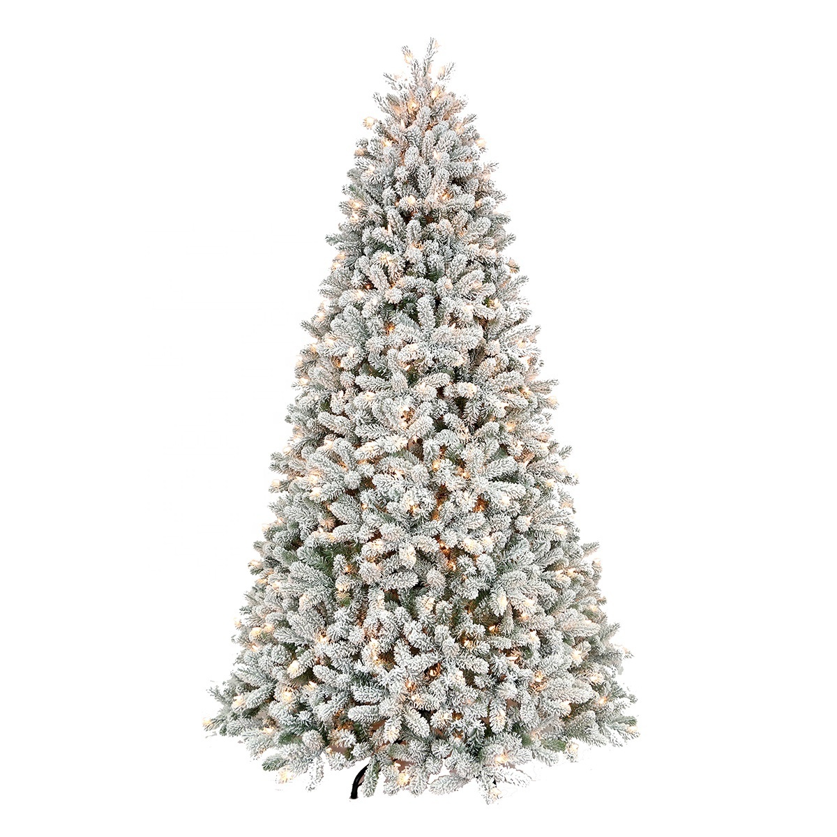 Manufacturer LED Light Modern Artificial Wholesale PVC PE Pre-lit Flocked Big Snow White 6ft 7ft 8ft Christmas Tree