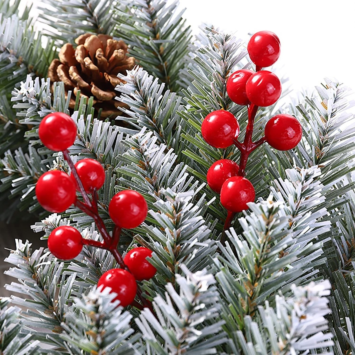 Christmas Tree Decorations Crafts Wedding Holiday Season Burgundy Red Berry Picks Holly Berries Stems Xmas 2023 Great ceremony