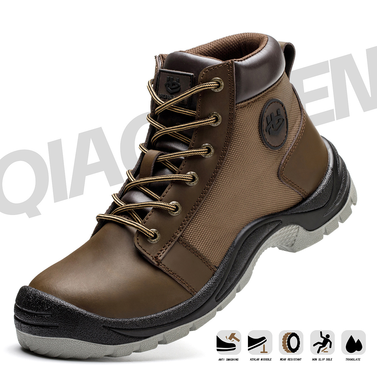 genuine leather safety shoes steel toe construction men botas de seguridad industrial  working boots