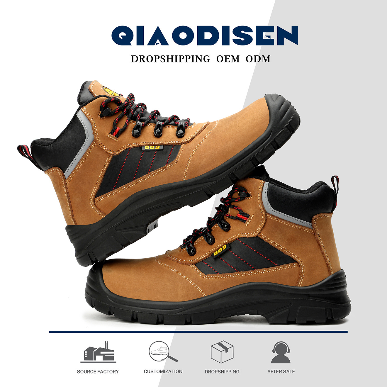 Qiaodisen   S3 Heavy duty  steel toe work safety shoes slip on for welding mining mine work boots