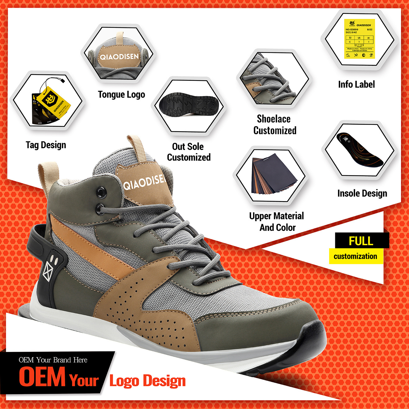 Qiaodisen Fashion Wholesale Anti Puncture Breathable Men's Safety Shoes Comfortable And Anti-Slip Design Safety Shoes For Men