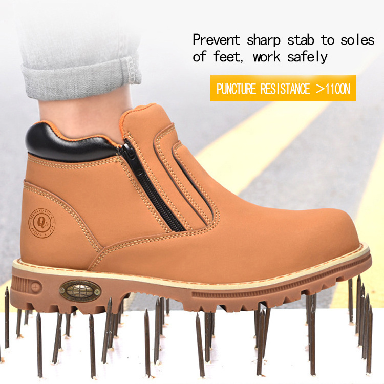 QIAODISEN Brand Goodyear waterproof non-slip steel head safety boots pure leather work boots with high quality good materials