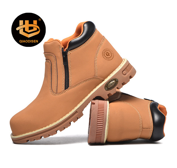 QIAODISEN Brand Goodyear waterproof non-slip steel head safety boots pure leather work boots with high quality good materials