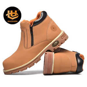 QIAODISEN Brand Goodyear waterproof non-slip steel head safety boots pure leather work boots with high quality good materials