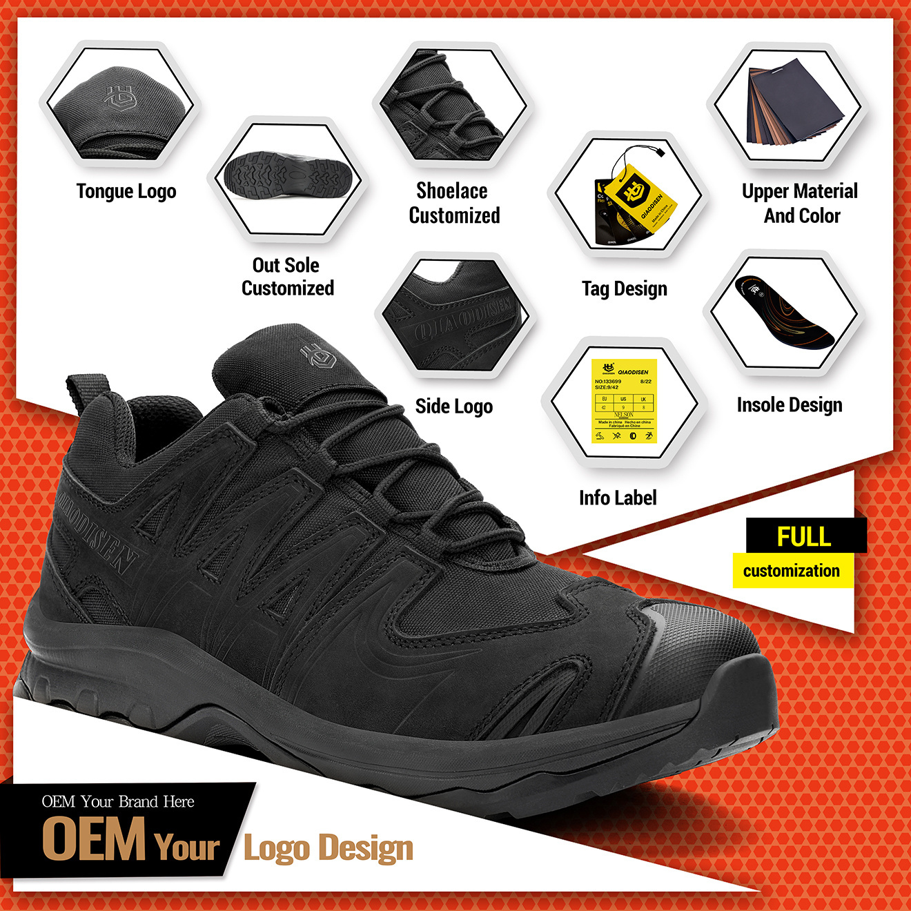 New outdoor combat headless lightweight anti-slip waterproof hiking safety boots for men