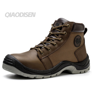 genuine leather safety shoes steel toe construction men botas de seguridad industrial  working boots