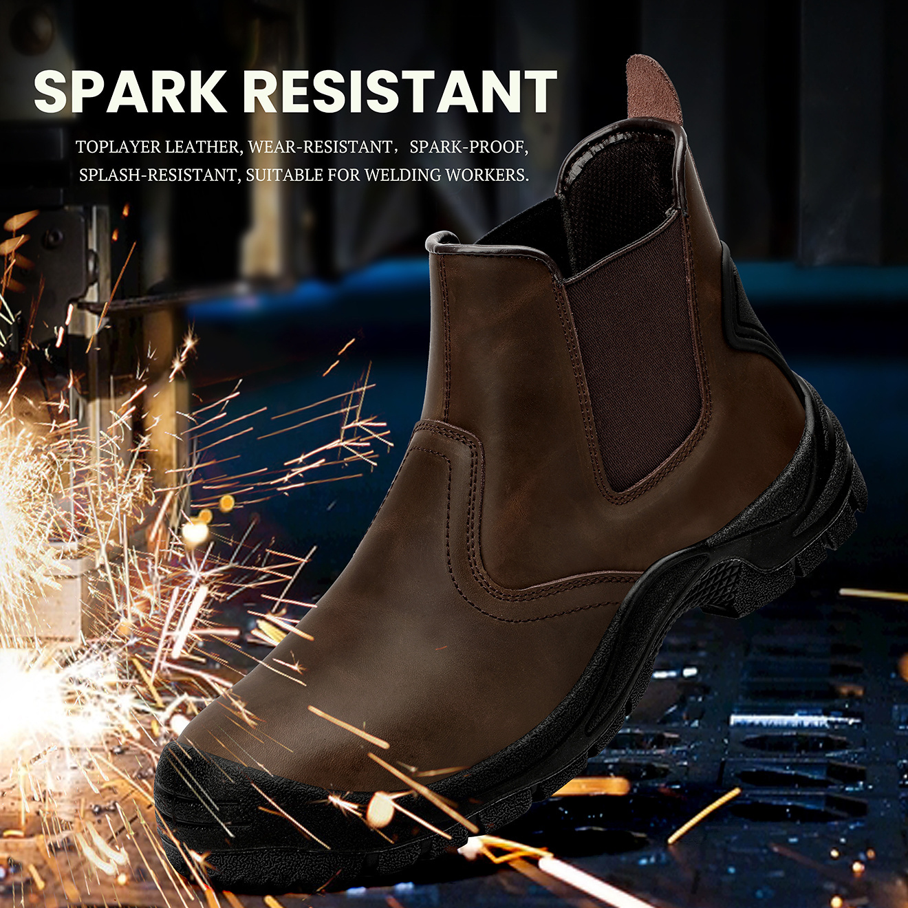 steel toe anti-smash PU anti-slip anti-oil EVA anti-stab puncture proof soft labor safety boots shoes for men industrial