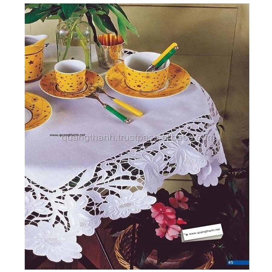 Hand Embroidery Table Cloth Cutwork Embroidery Table Cover