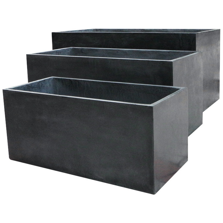 Factory direct sales light weight durable rectangular outdoor fiberglass clay concrete planter box for garden Decoration