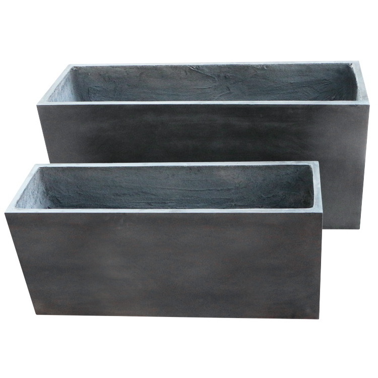 Factory direct sales light weight durable rectangular outdoor fiberglass clay concrete planter box for garden Decoration