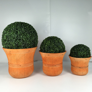 Modern Imitated Wood Decorative Small Plant Kits Fiberglass Fiber Vase Light Weight Planter