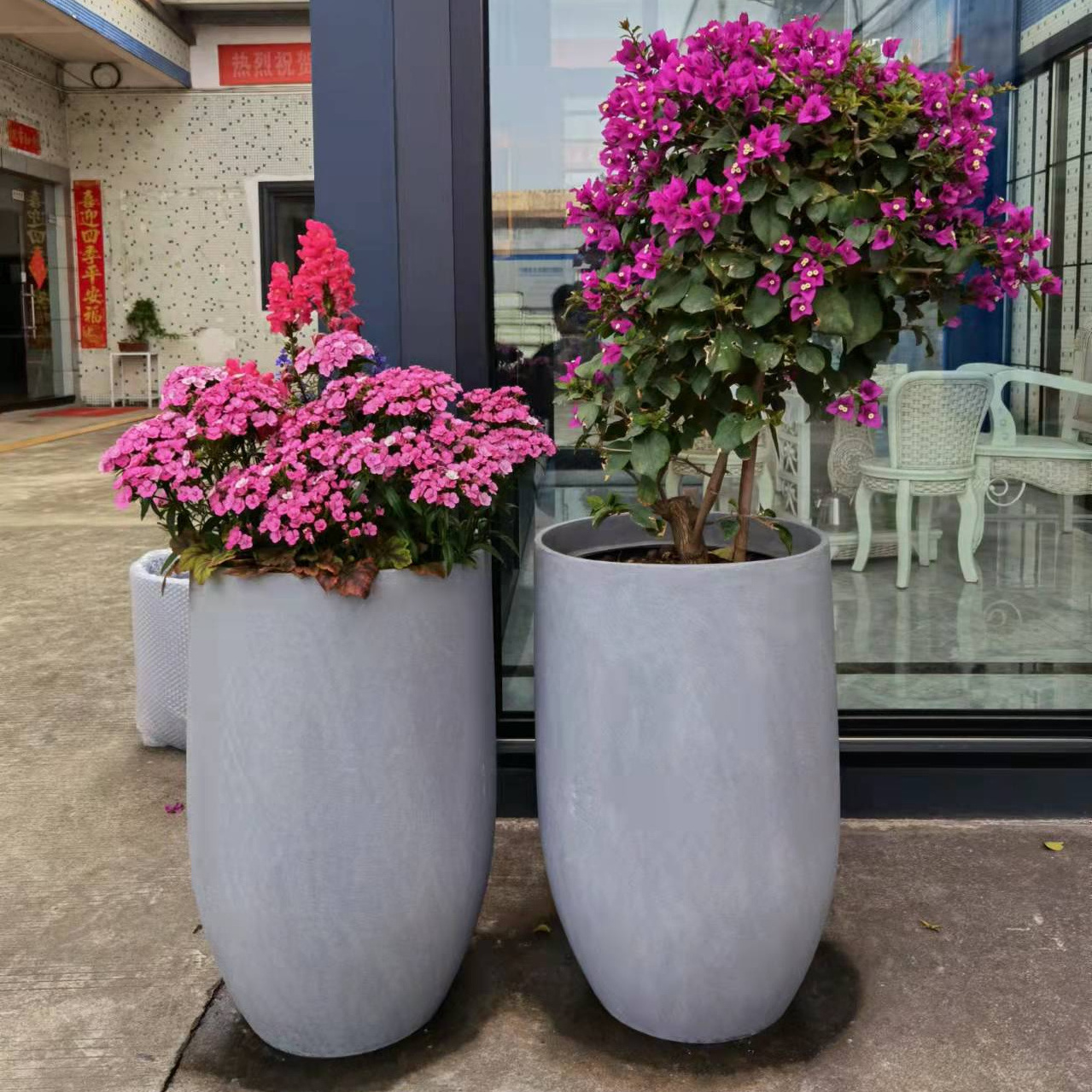 Tall Outdoor Decorative Durable Large Fiber Clay Cement Flower Pots & Planters Pot For Planting Trees And Flowers