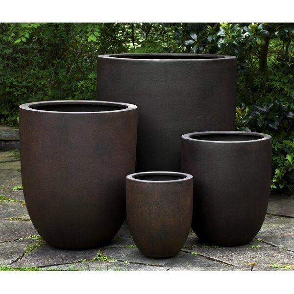 Wholesale round shapes large fiber clay garden planters pot indoor outdoor tall big size flower plant pot for decoration