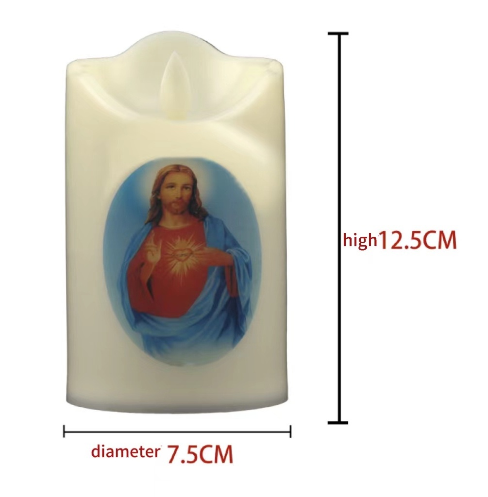 Catholic Flame Battery Candle Realistic Bright Tea Light Electric LED Candle Light