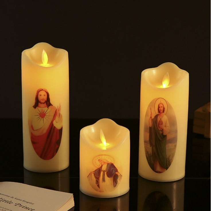 Catholic Flame Battery Candle Realistic Bright Tea Light Electric LED Candle Light