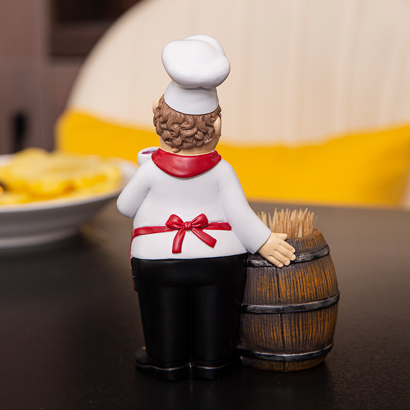 Family table furnishing articles, creative chef sculpture toothpick box, kitchen decorations resin Chef statue