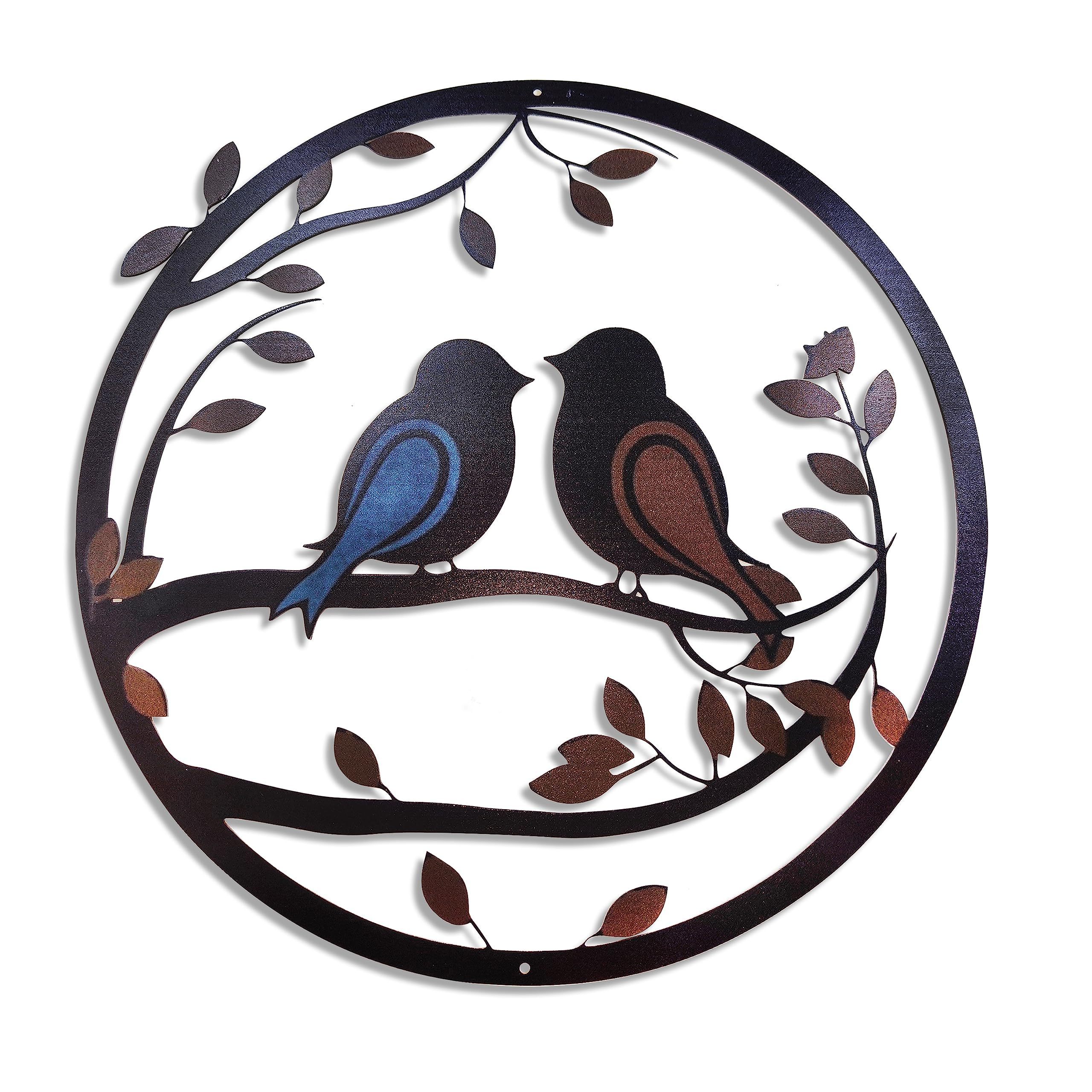 Metal Bird on Tree Wall Decor Bird Silhouette Wall Art Iron for Bedroom Living Room Outdoor Decoration