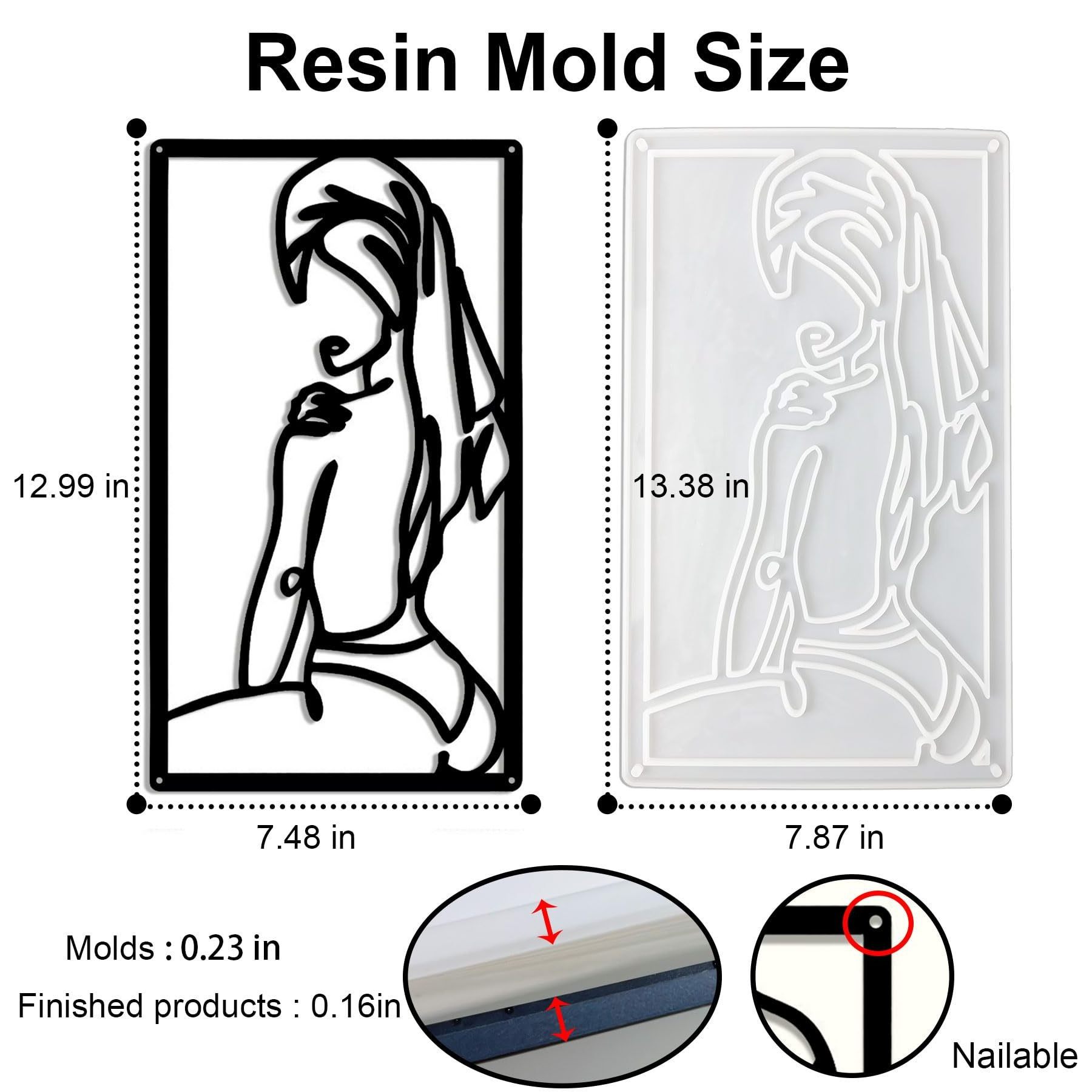 Molds Wall Hangings Line Drawing Wall Art, Aesthetic Body Minimalist Decor, Epoxy Silicone Molds Line Art Room Decor