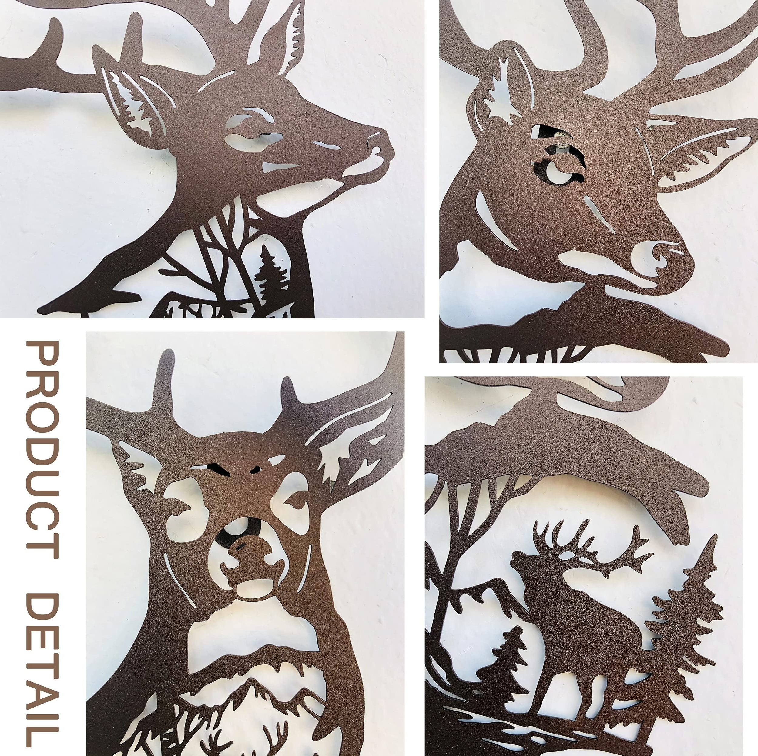 Metal Wall Sculptures Cabin Metal Deer Wall Art Decor House Farmhouse Decorations for Living Room Bedroom Bathroom