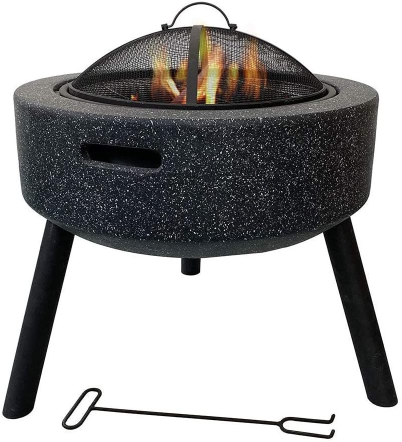 Outdoor magnesium oxide fire pit with poker metal garden terrace heater fire bowl grill