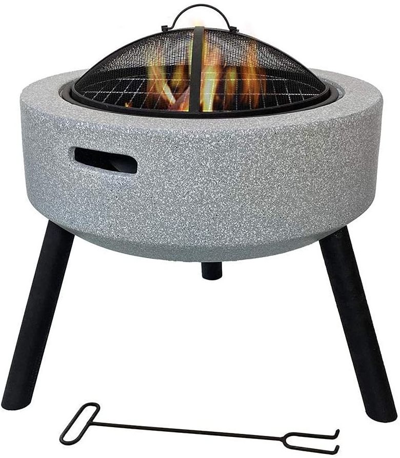 Outdoor magnesium oxide fire pit with poker metal garden terrace heater fire bowl grill