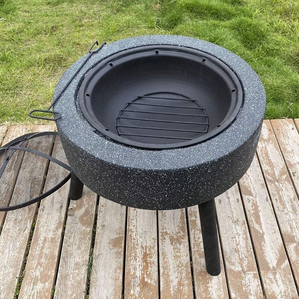 Outdoor magnesium oxide fire pit with poker metal garden terrace heater fire bowl grill