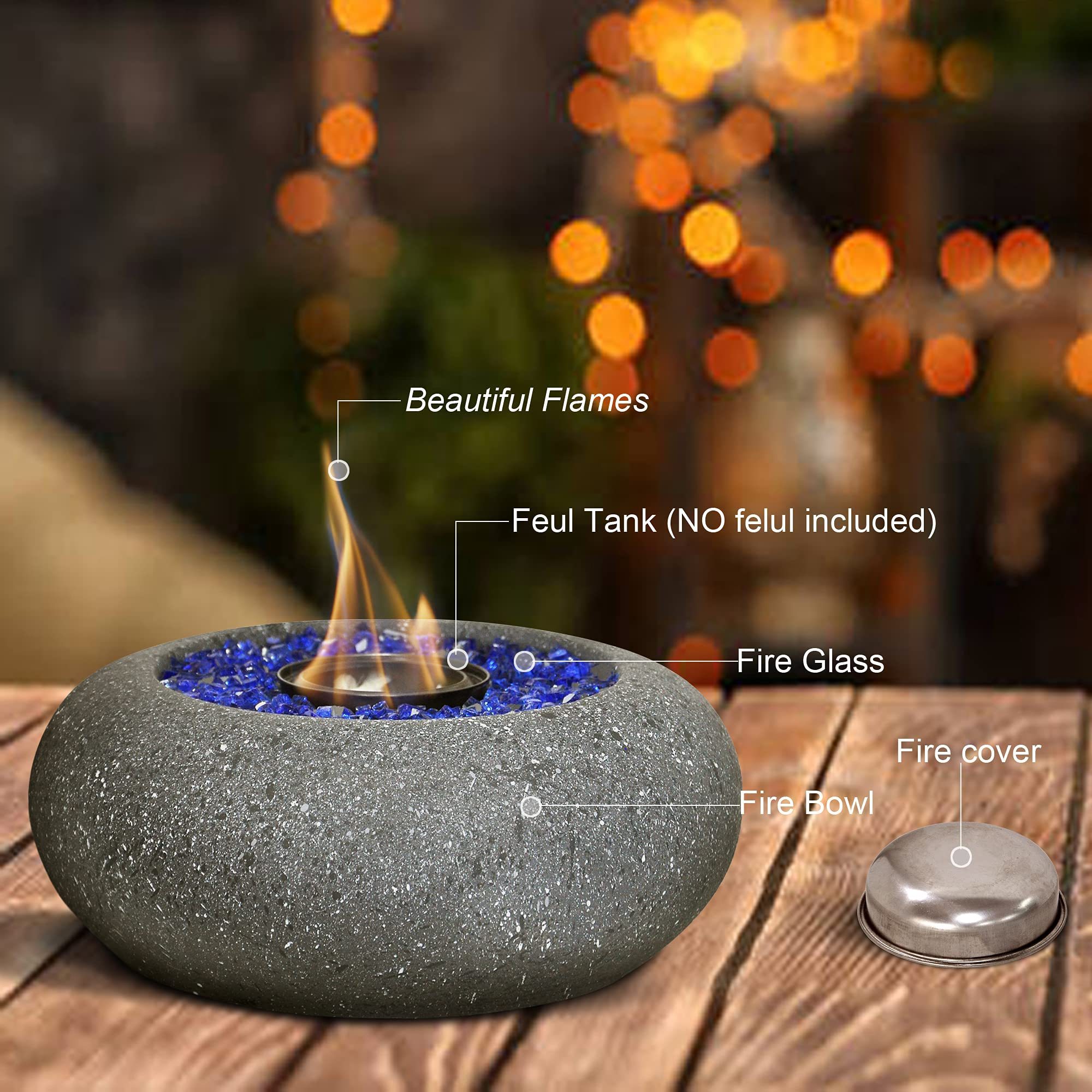 Hot Selling Portable Bio Ethanol Concrete Cement Fireplace Tabletop Fire Pit