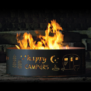 Fire Pit Campfire Ring - Large Round Outdoor Heavy Duty Metal Wood Burning Firepit with Fire Poker