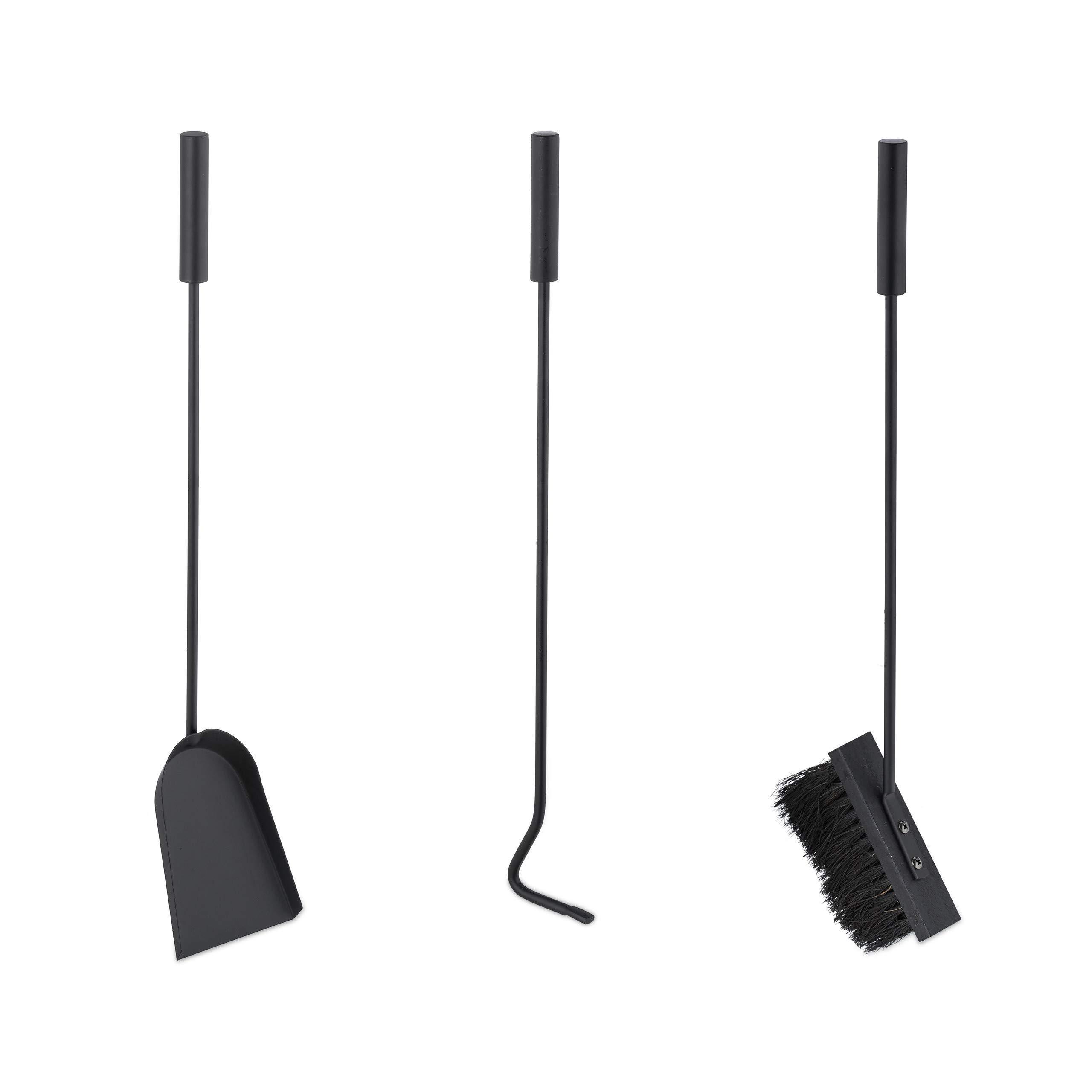 Morden Black Fireplace Tools set, 4 Piece Fireplace Set with Shovel, Broom, Poker & Holder