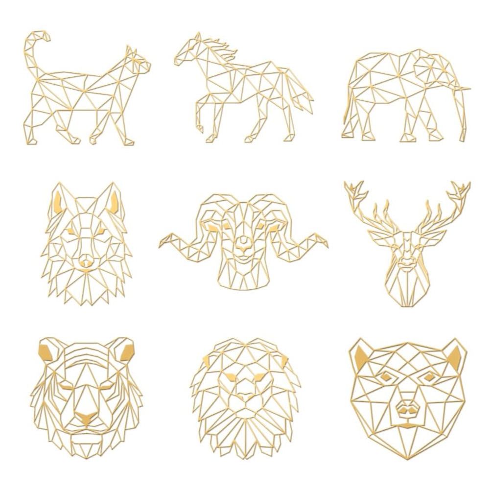 9pcs Golden Metal Flower Stickers Self Adhesive Henna Mandala Stickers Golden Epoxy Stickers for DIY Scra