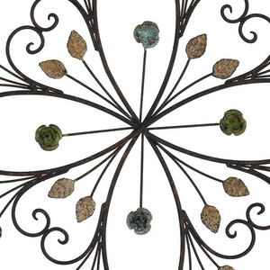 Metal Flower Wall Decor with Rust Leaf Large Floral Metal Wall Art Inspirational Iron Flower Decor Wrought Hanging Wall