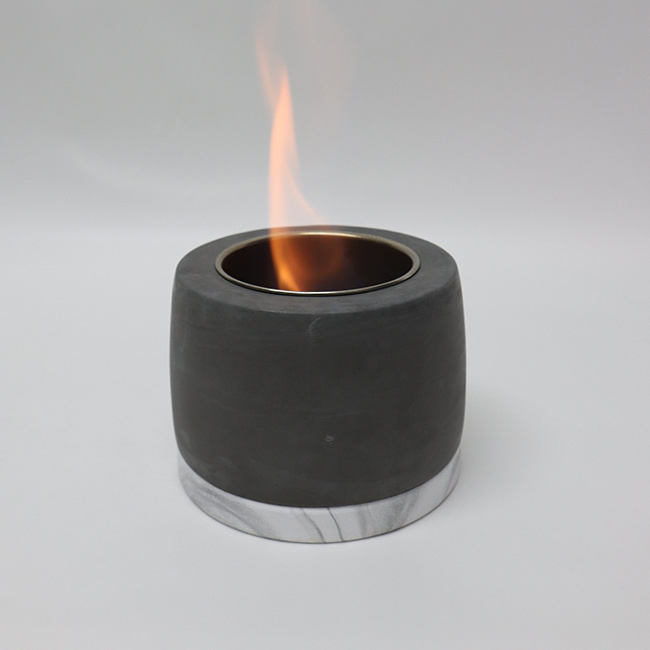 Concrete Tabletop Fire Pit - Ethanol Fire Bowl, Mini Personal Tabletop Fireplace Bio Ethanol for Indoor and Outdoor use