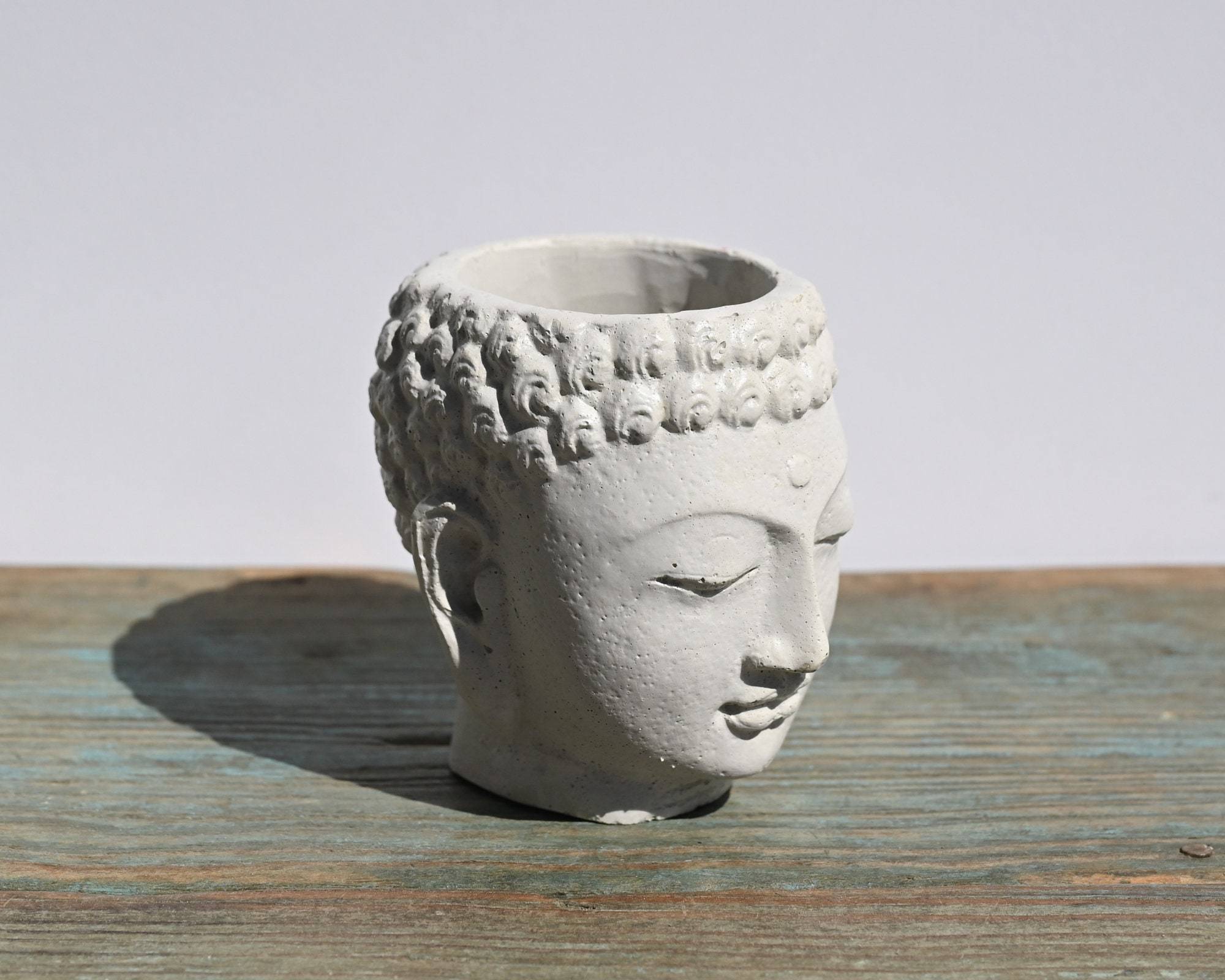 Small Concrete Buddha Head Planter,  Cement Succulent Planter, Buddha Face Planter for Home Decor