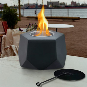 Hexagon Concrete Table Top Fire Pit - Fire Bowl, Mini Personal Fireplace for Indoor and Outdoor use.