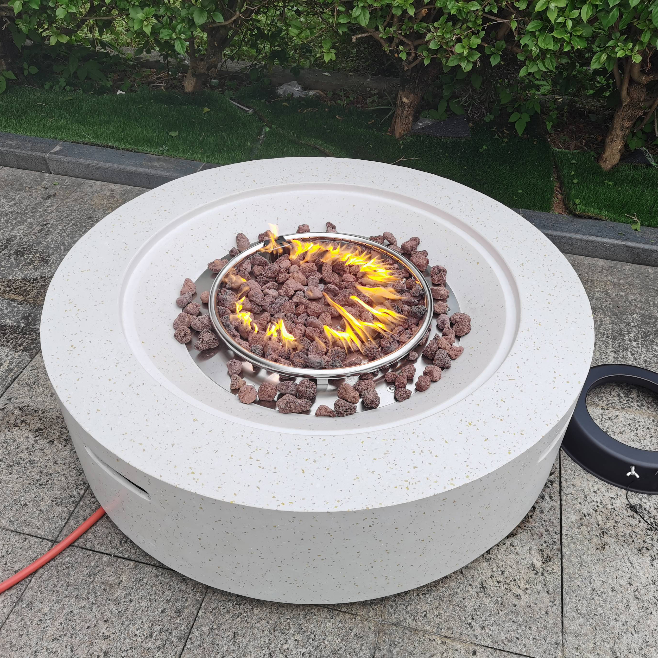 Terrazzo Round Propane Gas Fire pit 41 inches Outdoor Fireplace Fire Table Magnesium Oxide fire pit