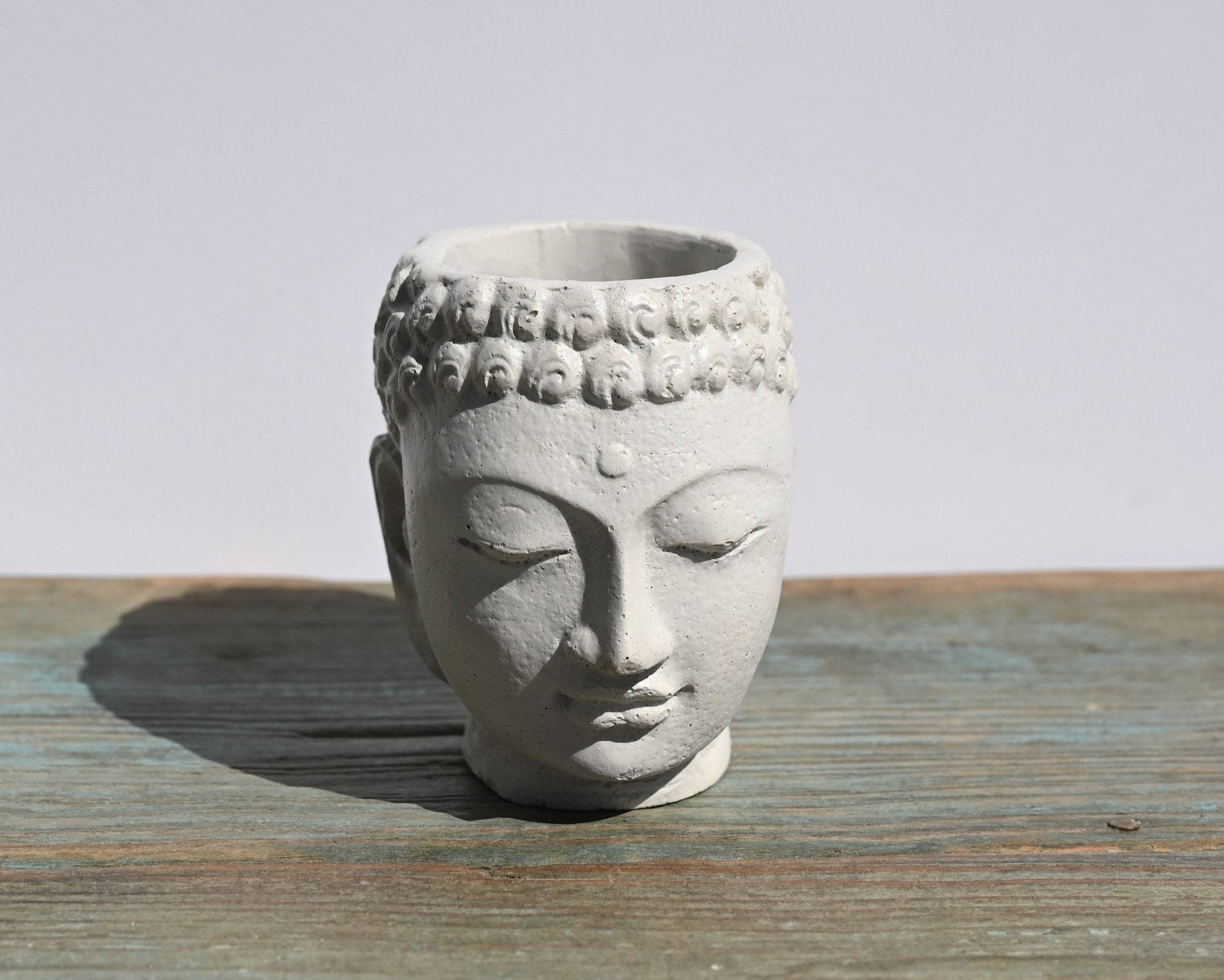 Small Concrete Buddha Head Planter,  Cement Succulent Planter, Buddha Face Planter for Home Decor