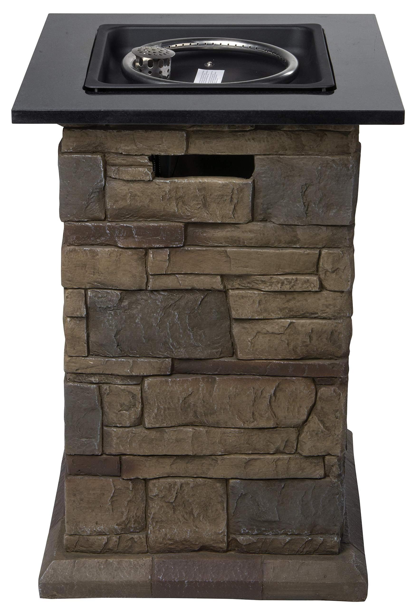 Hot Seller Morgan Hill Fire Column, Stone-Look Outdoor Fire Pit Column Patio Heating Propane Gas Fire Pit Decoration